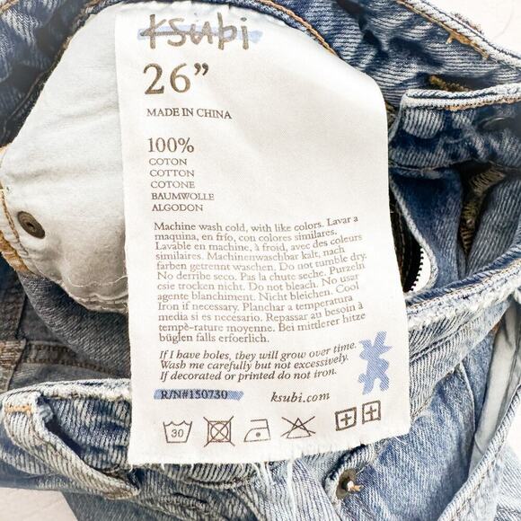 Ksubi Slim Pin Skream Trashed Light Wash Denim Jeans Size 26 - Picture 3 of 8